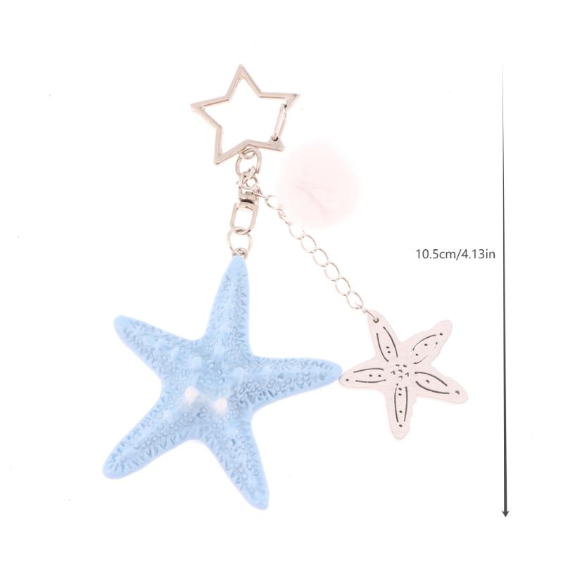Y2K Starfish Keychain Holiday Ocean Beach Keyring Trendy Bag Pendant Decoration Key Accessories Couple Gifts