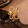 Thumb Ring Irregular Hollow Flower Shape Adjustable Opening Design Finger Ring Stainless Steel Finger Band Versatile Jewelry Gift