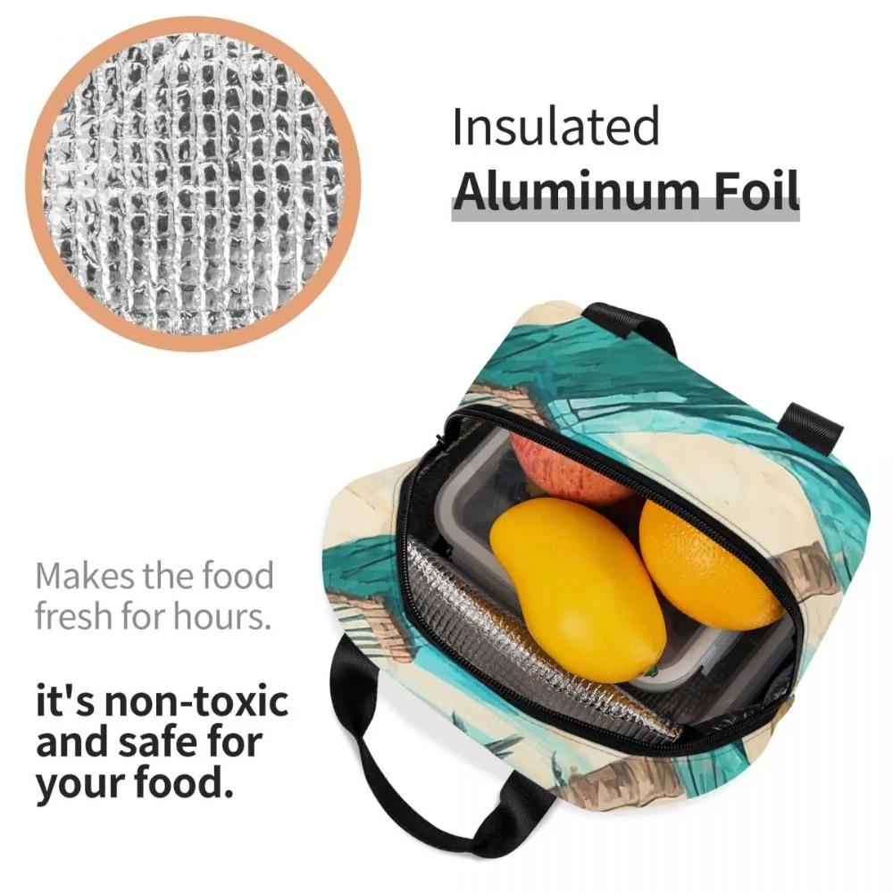 Beach Hammock Pattern Insulated Lunch Bag for Women Children Leakproof Food Boxes Thermal Lunch Box Tote