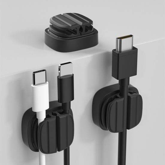 3 Pcs 3-in-1 Cord Organizer Spring Clip Holder Small Desk Cable Organizer Clips Adhesive