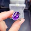 Deep Purple Zirconia Amethyst Open Ring - Elegant Full Diamond Women's Ring for Celebrity Live Broadcasts