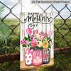 2D Flat 1pc Happy Mother's Day Flower Metal Sign 7.87x11.81inch - Aluminum Vintage Mason Jar Floral Decor for Mom, Home, Kitchen - Durable Dustproof