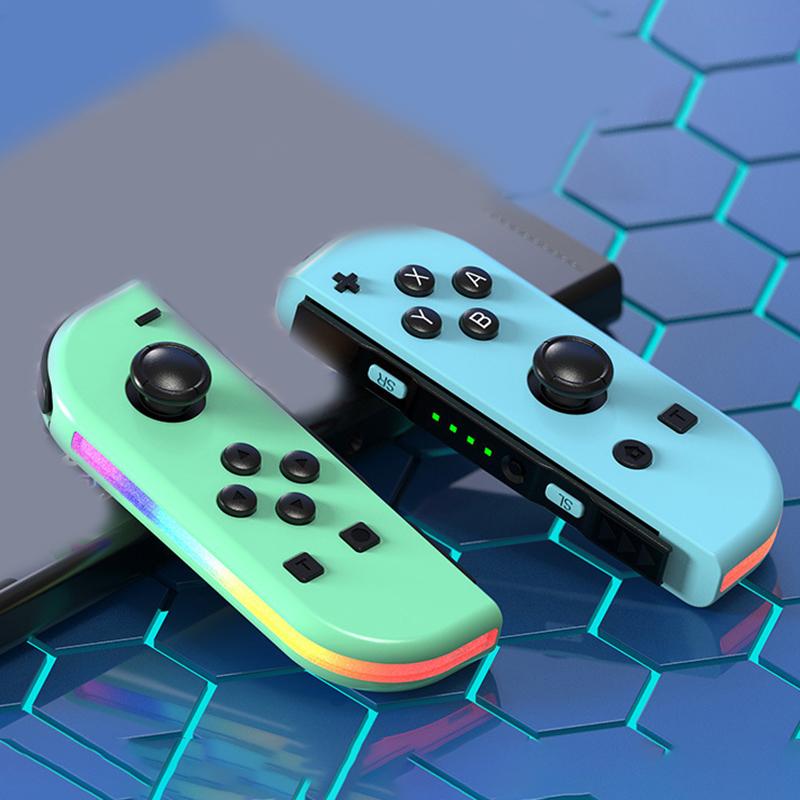 Joypad para interruptor RGB luz de despertar vibração brilho controlador esquerda e direita bluetooth-compatível gamepad para