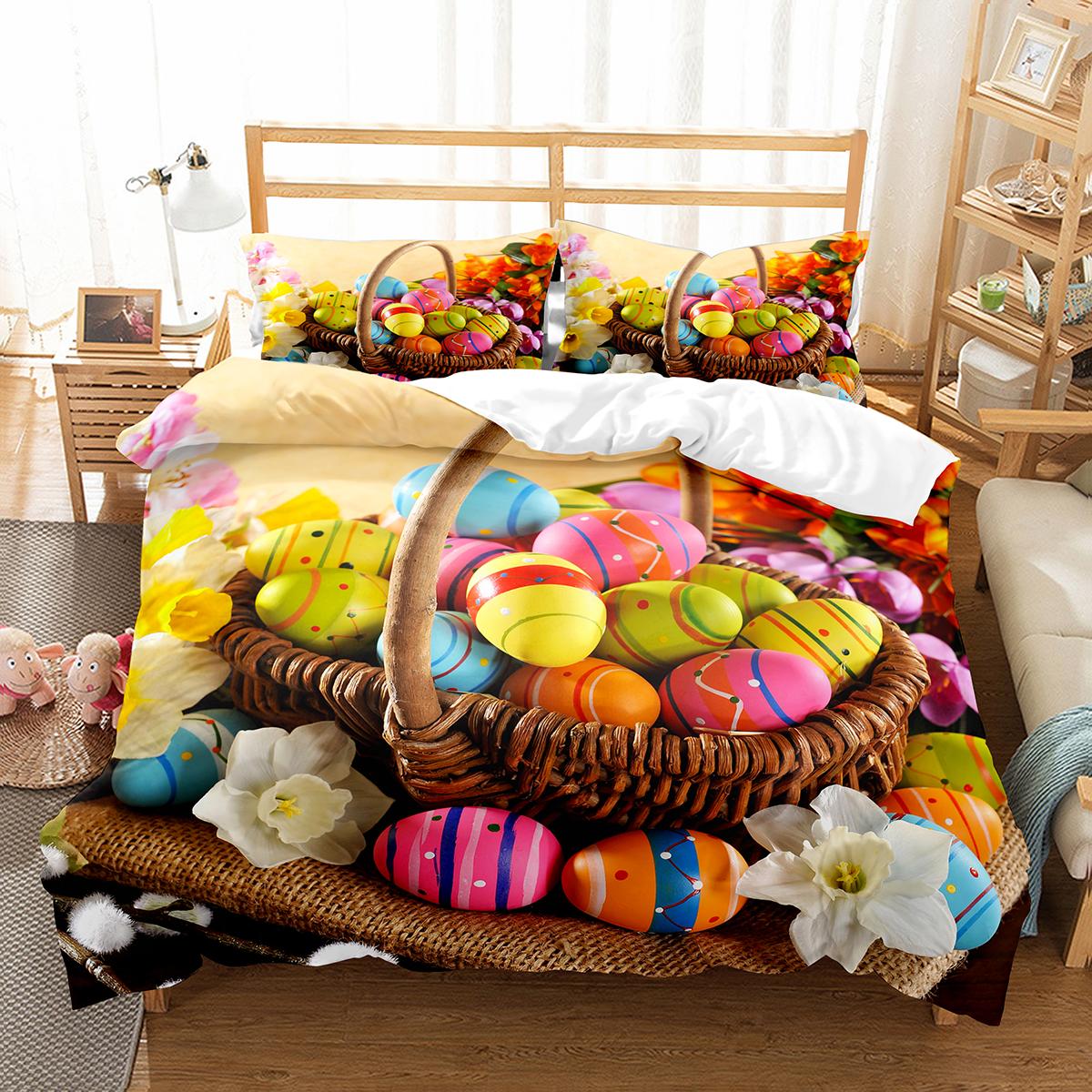 

Пододеяльник с разноцветными яйцами, комплект постельного белья «Счастливой Пасхи», микрофибра, цветочное одеяло, односпальное покрывало «king-size» для детей, девочек, пасхальные подарки 135x200cm 2pcs