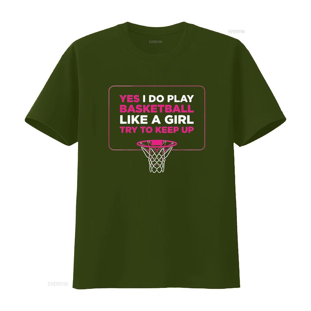 Play Like A Girl T Shirt Women Hoops Basketball Black Medium vintage Washed Top For Everyday Wear streetwear graphic Unisex