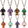 Vintage Hand-Wound Natural Stone Crystal Small Mushroom Pendant Necklace Jewelry N555
