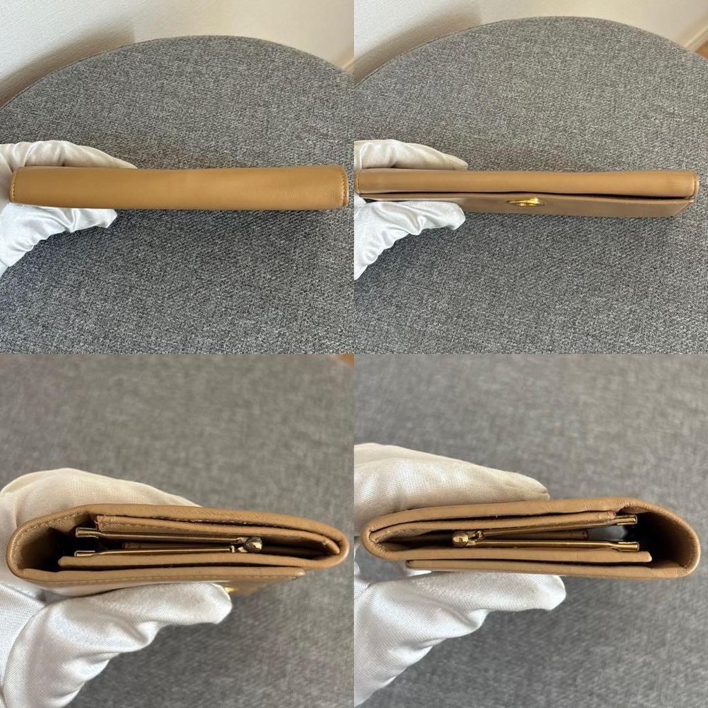 Used Celine Circle Logo Wallet Long Wallet Bi-fold Wallet Beige Cw475