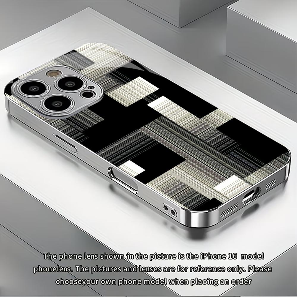 Schwarz-Weiß-Streifen Mode Handyhüllen carcasa Smartphone Glas Handyhülle für iPhone 17 16 15 14 13 12 pm Pro Plus fundas
