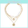 Vintage French Pearl Necklace With Geometric Alloy Pendant For Women