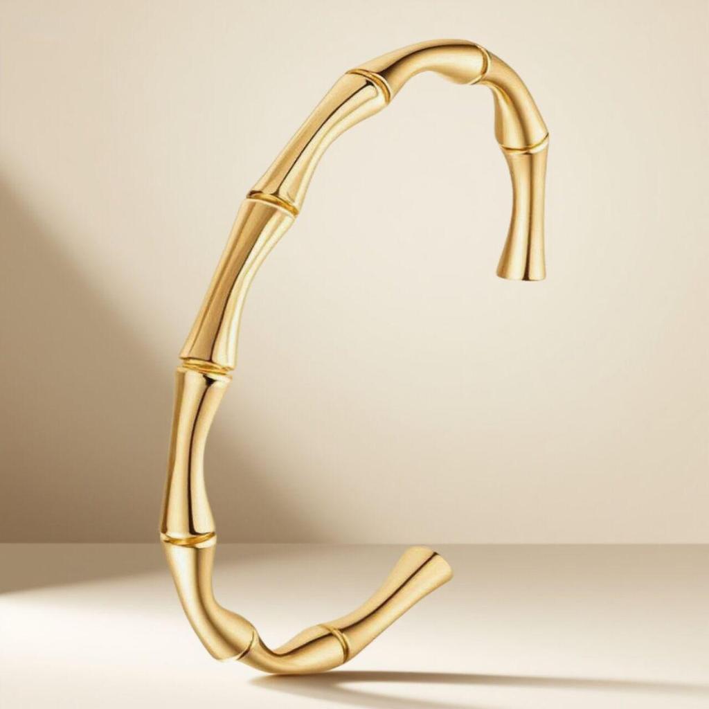 Retro Versatile Titanium Steel Open Bamboo Bangle Bracelet