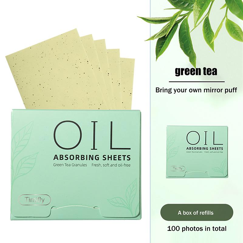 100 Sheets/Box Oil-Absorbing Paper With Mirror Puff Portable Oil-Holding Bamboo Charcoal Paper For Makeup