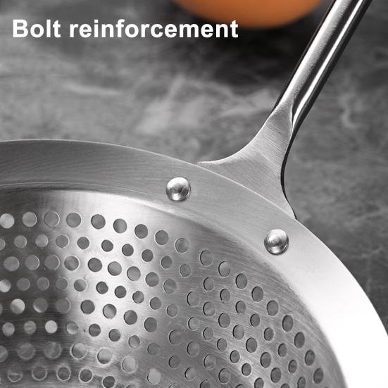 Stainless Steel Large Skimmer with Slotted Spoon for Wooden Handle Heavy-Duty Frying Dumplings Noodles Rust-Proof Dishwasher