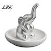 Glazed Ceramic Storage Box Jewelry Tray, with Upturned Nose Elephant Design, Waterproof Case Compact Organizer for Rings Earrings Bracelets