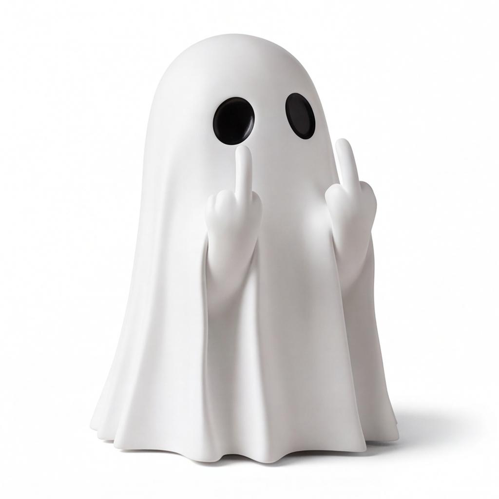 Halloween Ghost Figurine - Cute Resin Ghost Statue with Red Heart for Tabletop Home Decor Holiday Party Props New Year Gifts