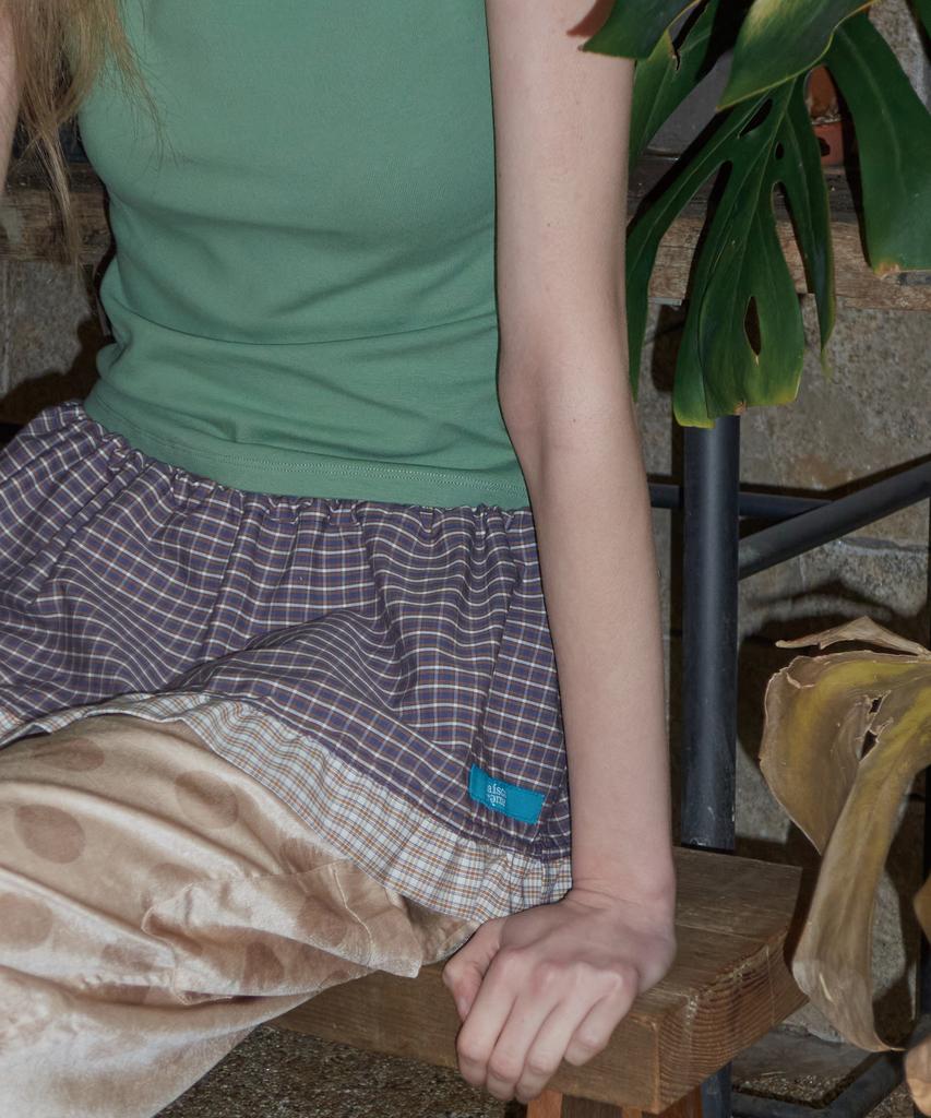Mejongkeulem Check Frill Layered Skirt_ Grape Purple