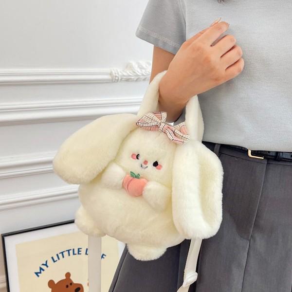 Japanese Cute Avocado Rabbit Plush Handbag - Soft Crossbody Bag for Girls
