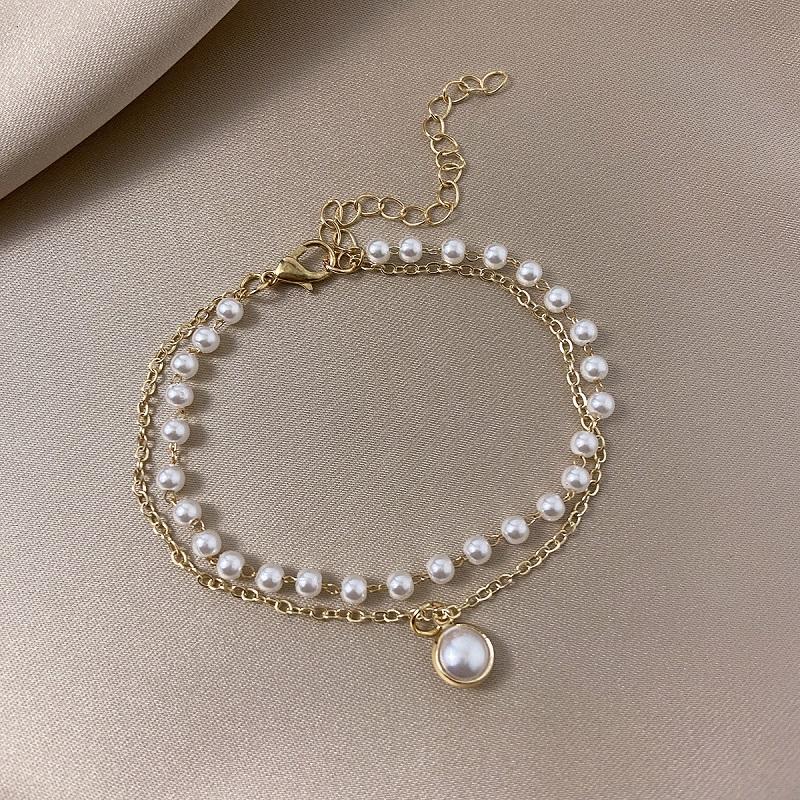 Korean White Opal Stone Pearl Bracelets for Women Luxury Exquisite Crystal Adjustable Cuff Bracelet Wedding Jewelry Party Gift