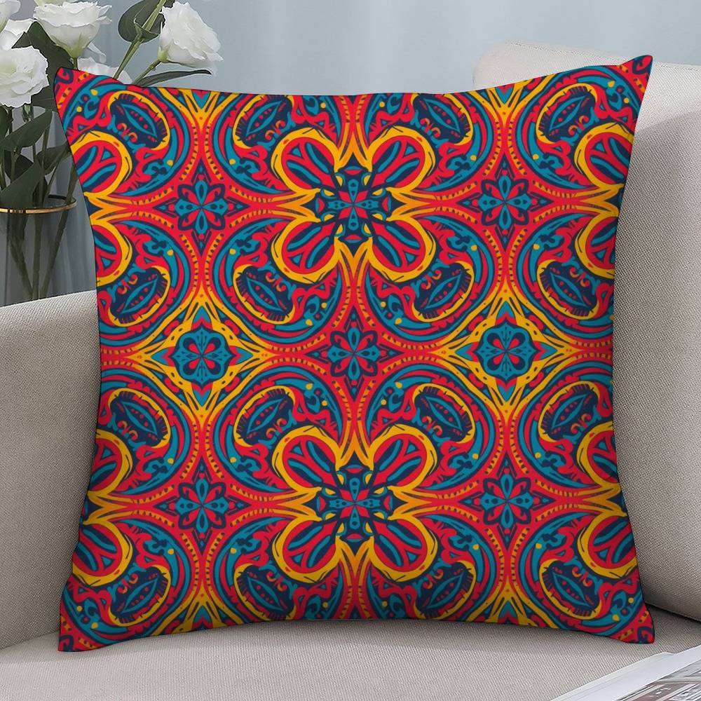 Fashion Square Pattern Pillow Case Short Plush Double-Sided Print Square Throw Pillow Covers Sofa Home Cushion Decor