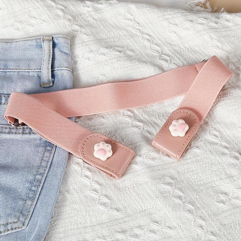 1pc Press Buckle Style Lazy Belt Women'S Versatile Jeans Belt Invisible No-Trace Elastic Stretch Belt Adjustable Length