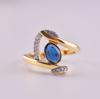 Creative Fashion Blue Stone Wedding Ring for Women Exquisite Gold Color Inlaid White Zircon Stones Engagement Ring Jewelry