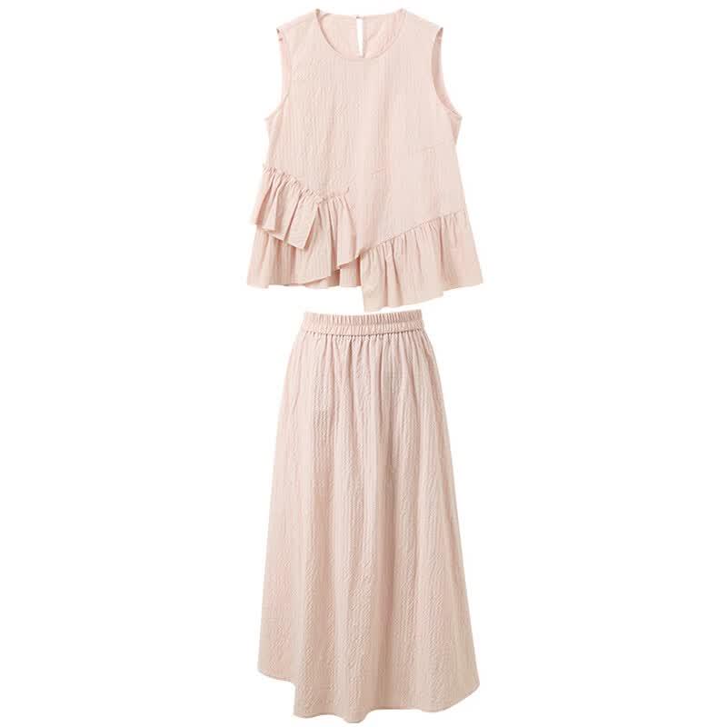 Women's Sleeveless A-Line Skirt Two-Piece Set