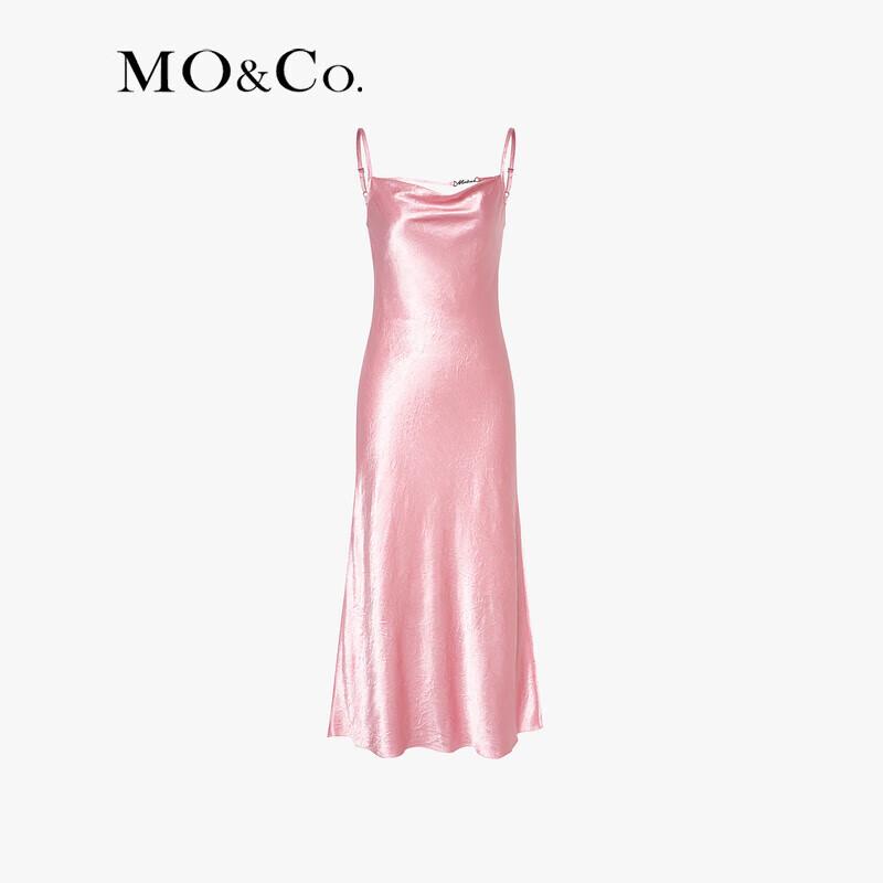 MO&Co. 2024 Autumn Luminous Acetate Cowl Neck Fishtail Slip Dress