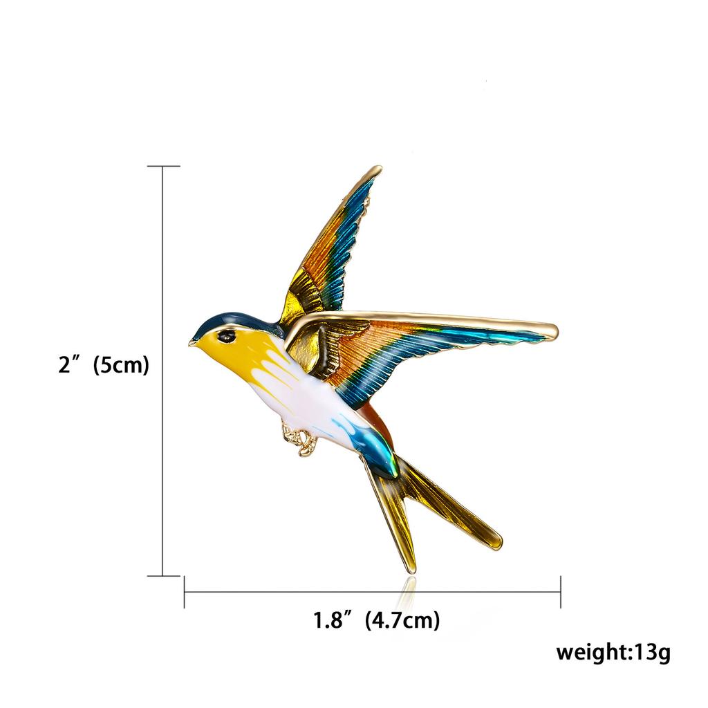 Rinhoo Enamel Flying Hummingbird Brooch Pins Women Animal Little Birds Tree Branch Eagle Rhinestone Badge Party Gifts Jewelry