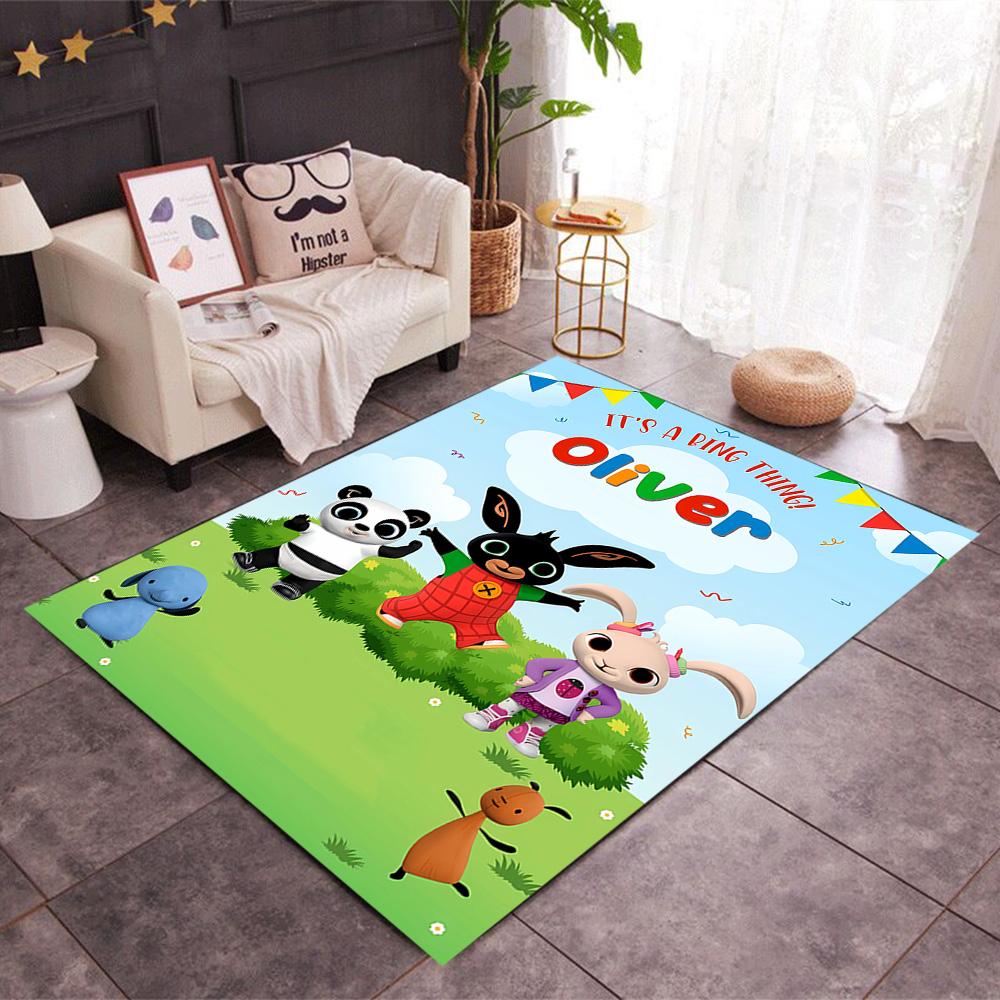 Bing's Colorful Adventure Themed Anti-Slip Rugs - Polyester Home Decor, Suitable for Bedrooms, Living Rooms, Doorways, Studios, and Decorations
