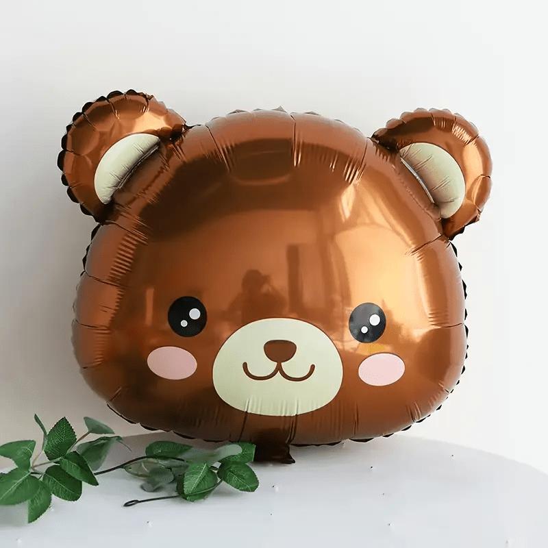 5pcs Cartoon Brown Bear Head Aluminum Foil Balloon Set Cute Animal Theme Party Decoration Birthday Balloons Festival Photo Props