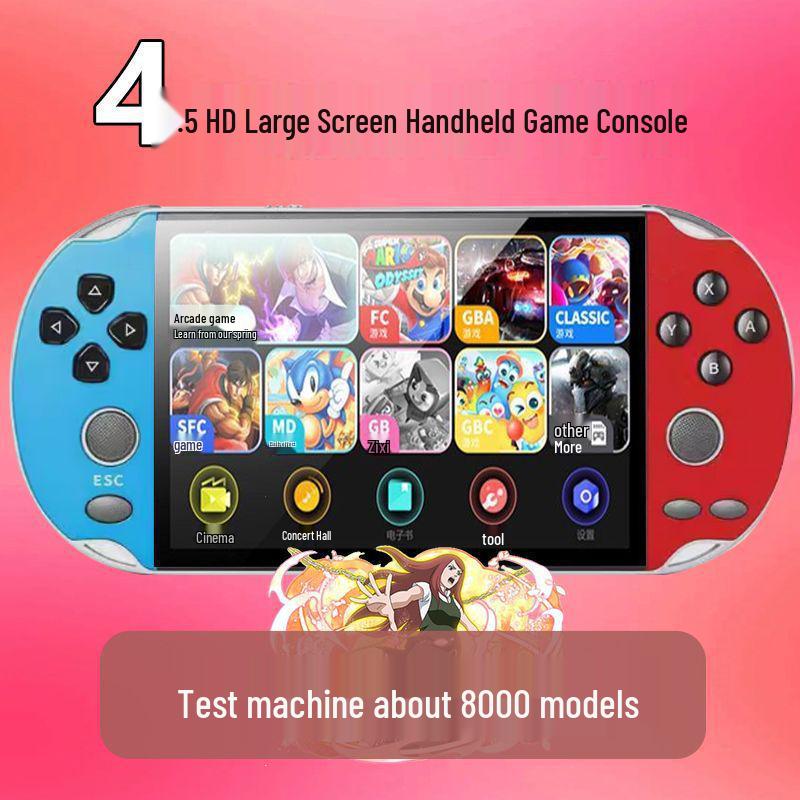7-Inch HD Handheld Game Console with Joystick and Retro Arcade Games