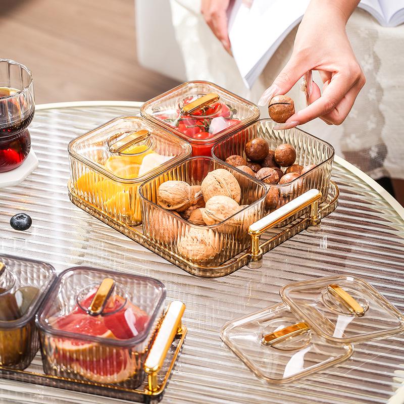 Luxurious Food-Grade Dried Fruit and Nuts Snack Plate with Lid