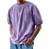 Men's Summer Solid Color Round Neck Loose Pocket Short Sleeve Top