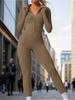 Autumn Winter Long Sleeve Long Zipper Yoga One Piece Suit Integrated Sports Fitness Tight One Piece Clothing Beach Vacation Elegant Casual Wear