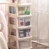 Multi-Layer Transparent Trolley Storage Shelf Trolley Organizer Drawer-Type Rolling Storage Mobile Cosmetics Snack Storage Rack