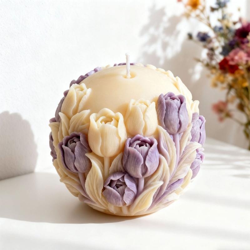 Embossed Flower Candle Silicone Molds Food Grade Silicone Easy Demold for Epoxy Resin Candle Soap Chocolate Baking Mould