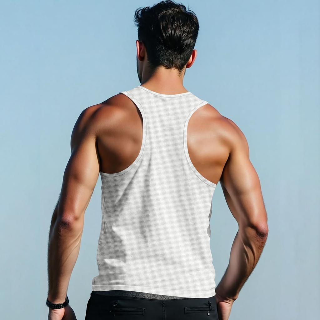 Men's Ribbed Tank Top Sleeveless Athletic Shirt Lightweight Breathable Muscle Fit Undershirt for Training Gym Workout Running Sports