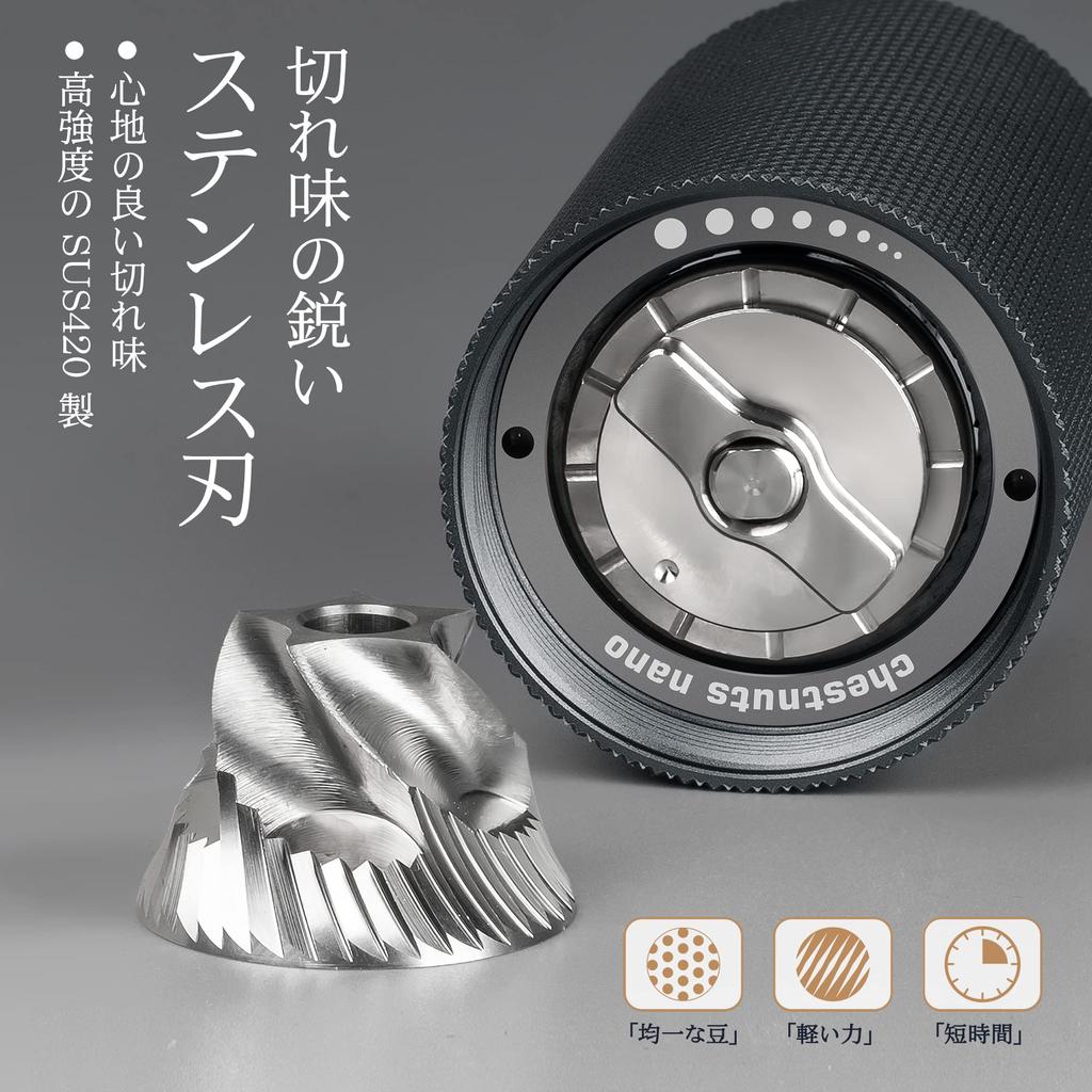 TIMEMORE NANO Manual Coffee Grinder, Compact, All-Metal Stainless Steel Grinding Grinder with Adjustable Coarseness, Foldable Handle, and Brush,