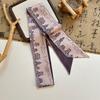 Long streamer bow tied hair retro Dunhuang oil painting silk scarf headband women tied headscarf