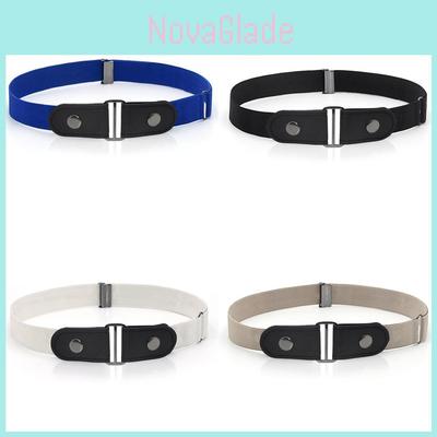 Men Women Invisible Elastic Leather Belt With Snap Button For Casual Office Wear