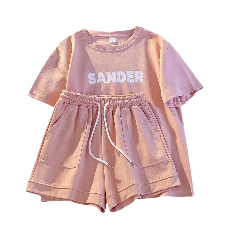 Women's Summer Short-Sleeve Shorts Set - Casual, Comfortable, Loose-Fit Two-Piece for Easy Style and Sports Comfort