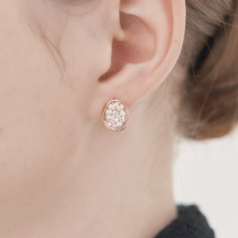 ELLE Jewelry 14K GF Ballroom Round Stone One-Touch Earrings ELGPEE549