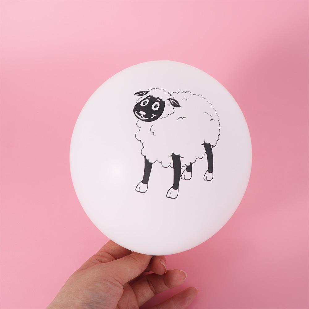 10pcs 12inch White Sheep Latex Balloons Inflatable Animal Balloons Sheep Print Balloon  Home Decor