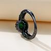 Personalized Trend Black Gold Emeralds 1 Stone Edge Set with Small Diamonds Ring