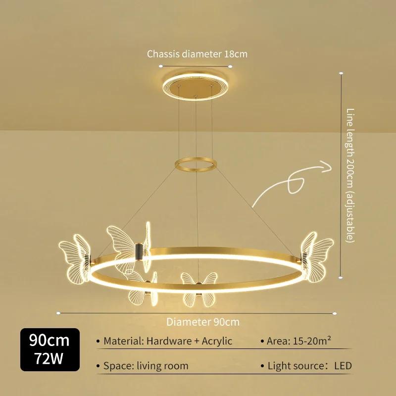 Nordic Creative Butterfly Ring LED Pendant Dimmable Dining Room Children's Bedroom Modern Home Decoration Lighting Fixtures