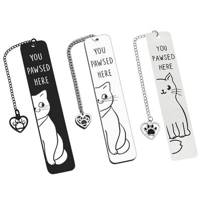 Stainless Steel Cats Bookmarks Chain Bookmarks Pendant Bookmarks Metal Bookmarks Page Divider for Teacher Book Lover