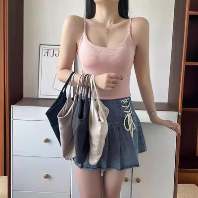 Color Puro con Almohadilla en el Busto Chaleco Halter para Mujer con Espalda Corta de Viento Puro Cómodo Ajustado Mujer