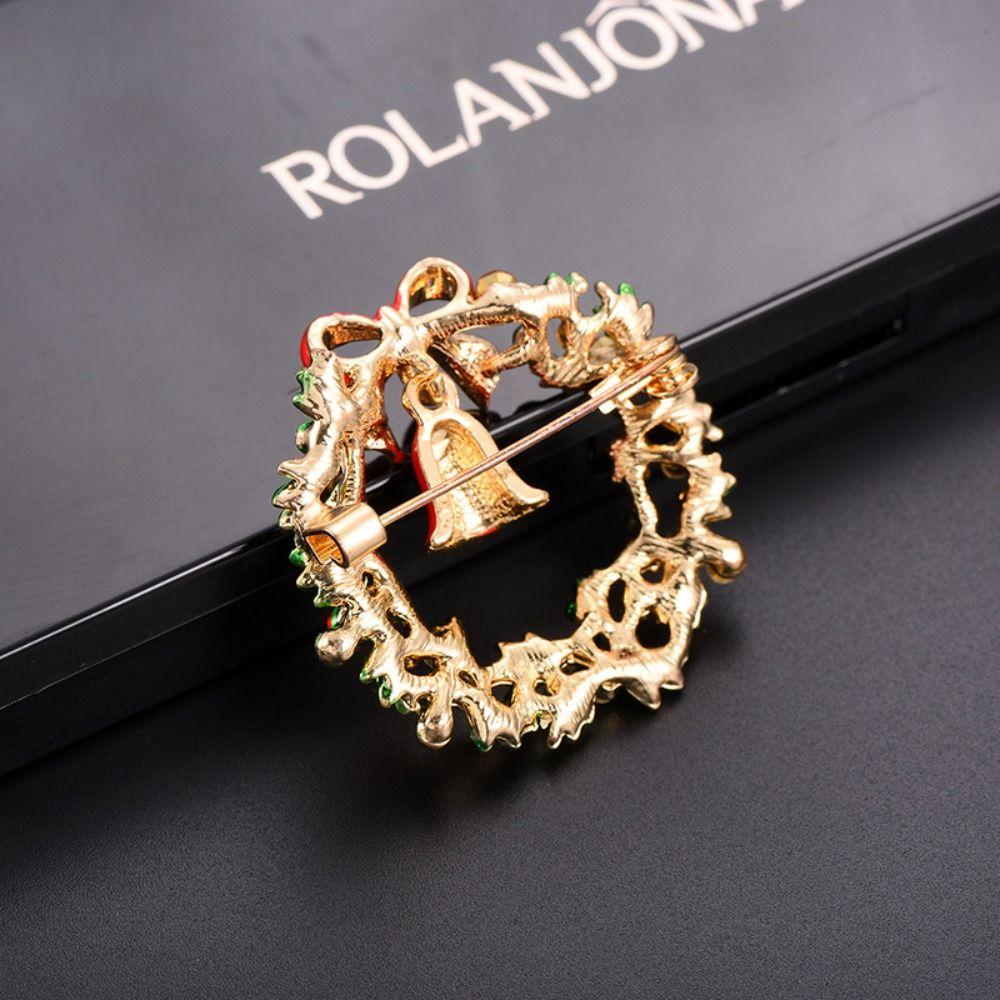 Wreath Bell Dripping Oil Women Brooch Korean Style Badge Clothes Accessories Christmas Present