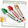 Christmas Food Tongs 6 Pcs Grip Serving Gingerbread Man Tree Nonstick Tip Reusable Bacon Silicone Tongs Meat Server