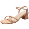 Fashion 2025 Summer Chunky High Heels Shoes Ladies Narrow Band Sandals Ankle Strap Slingback Sandalias Femme Wedges Open Toe Dress Shoes