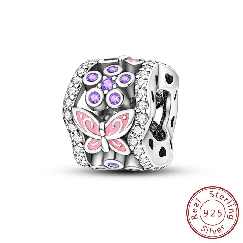 Genuine Copper Decorative Charms Bead Elements Luminous Butterfly Dangle Suitable For Authentic Bracelet Style Women Jewelry Creation Handcraft